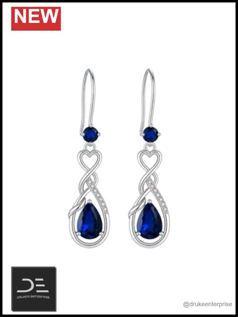 Sterling Silver Dangle Earrings Infinity Teardrop Birthstone